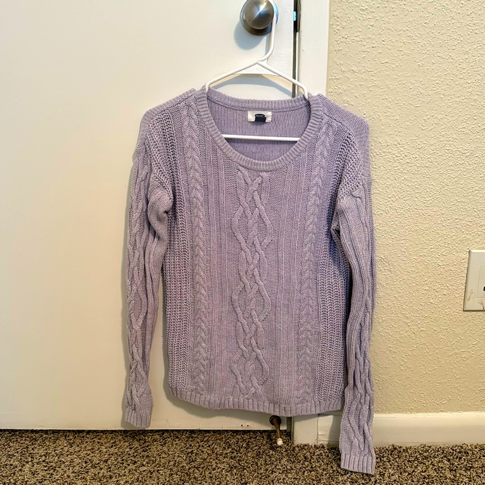 Small Petite Old Navy Light Purple Cable Knit Sweater